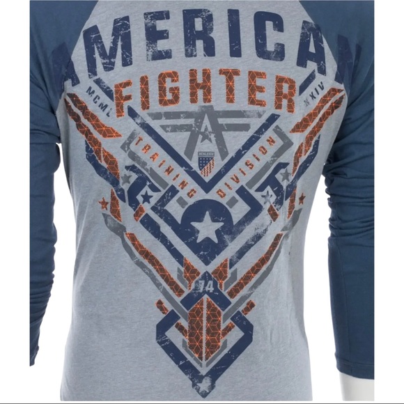 American Fighter Mens Long Sleeve Hoodie LANE shirt Premium Gray - Picture 6 of 9